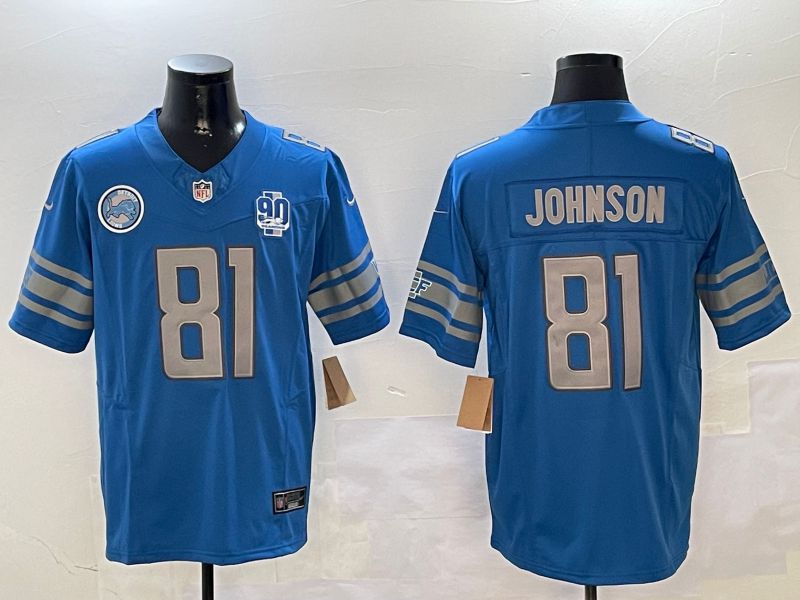 Men Detroit Lions #81 Johnson Blue three generations 2024 Nike Limited NFL Jersey style 01023->detroit lions->NFL Jersey